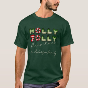 Camiseta Holly Jolly Natal - Balão de doces óptico em negri