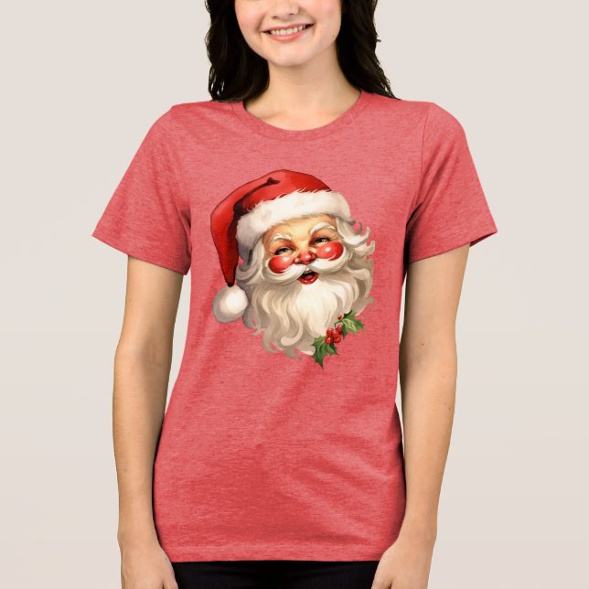 Camiseta Holly Jolly Santa Claus Retro Natal (Frente)