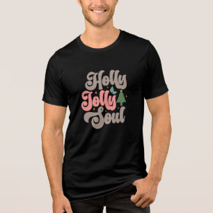 Camiseta Holly Jolly Soul Retro Groovy Feriados de Natal