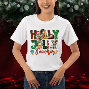Camiseta Holly Jolly Teacher Natal Holidays Typografia