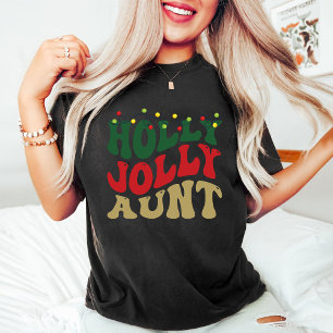 Camiseta Holly Jolly Tia Natal Groovy Black