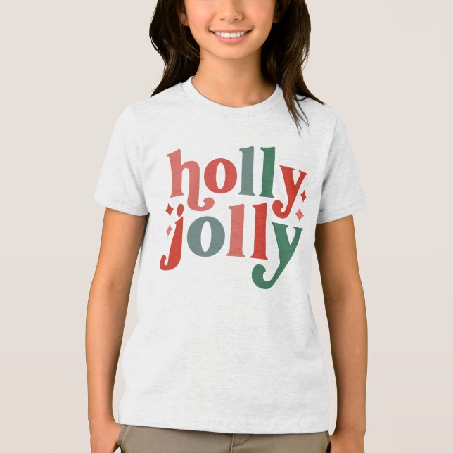 Camiseta Holly Jolly - Tipografia de Feriados Retroativos (Frente)