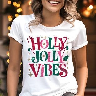 Camiseta Holly Jolly Vibes Retro de Natal