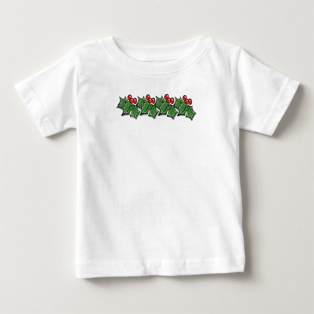 Camiseta Holly Leaves, Holly berry, coroa de Natal (Frente)
