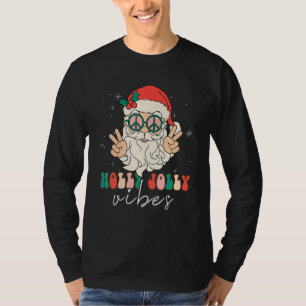 Camiseta Holly Retro Groovy Natal Jolly Vibes Papais noeis