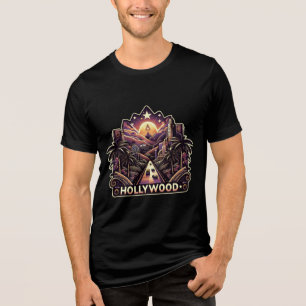 Camiseta Hollywood Dreamscape Arte de Cidade Sunset Vibra