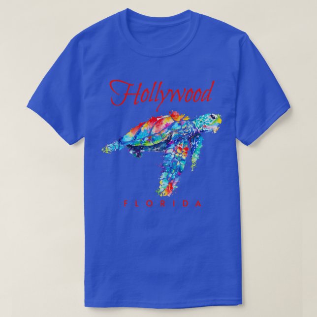 Camiseta Hollywood Florida Watercolor Sea Turtle (Frente do Design)