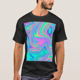 Camiseta Holográfico Iridescente: Textura Marmoreada Neon