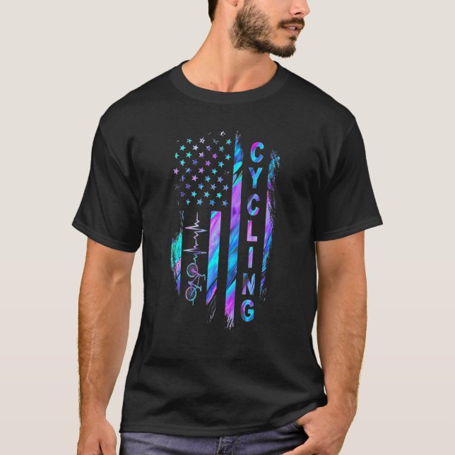 Camiseta Holograma de pulsação Bicicleta Ciclizando Sinaliz (Frente)
