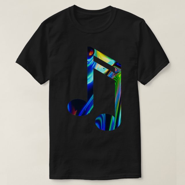 Camiseta Holographic Rainbow Music Note Holo Note watercolo (Frente do Design)