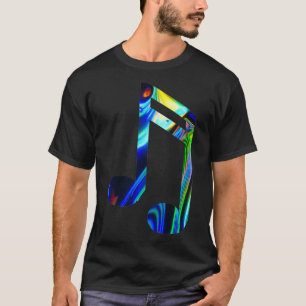 Camiseta Holographic Rainbow Music Note Holo Note watercolo