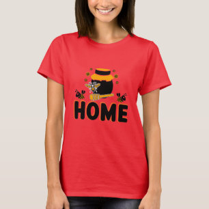 Camiseta "HOME" Abelha de Desenho e Pote de Mel