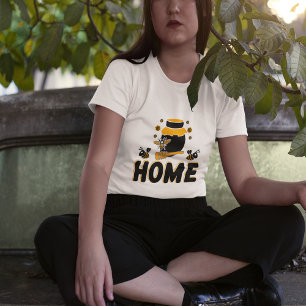 Camiseta "HOME" Abelha de Desenho e Pote de Mel