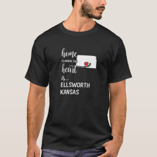 Camiseta Home É Onde O Coração Está Ellsworth County Kansas