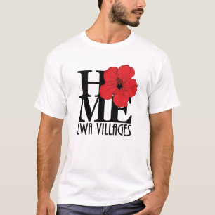 Camiseta HOME Ewa Villages Red Hibiscus (impressão frontal)