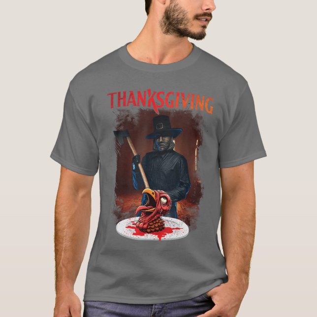 Camiseta Home for Manhanksgiving Day Horror Movies Cuttingu (Frente)