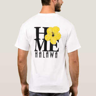 Camiseta HOME Halawa Hawaii Yellow Hibiscus (impressão tras