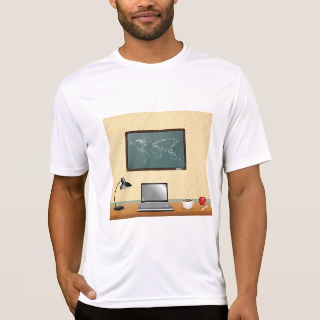 Camiseta Home Office Desk Laptop Coffee (Frente)