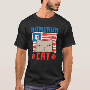 Camiseta Home Run Cat Baseball Ball Esporte
