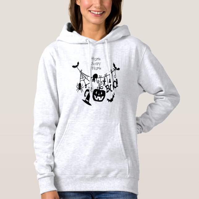 Camiseta Home Scary Home Bats Pumpkin, Black Cat, Voodoo (Frente)