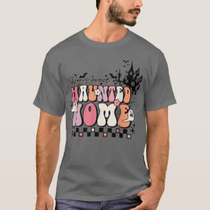 Camiseta Home Sweet Hauny Casa Retro Groovy Cute Hallowee