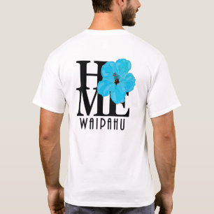 Camiseta HOME Waipahu Hawaii Blue Hibiscus (impressão de tr