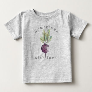 Camiseta Homegrown com amor Beterraba Veggie orgânica