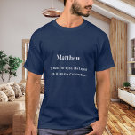 Camiseta Homem aniversariante mito lenda nome diversão azul<br><div class="desc">Para uma camiseta azul. Personalize e adicione sua própria foto do aniversariante.  Personalize e adicione um nome,  idade 40 e um texto.  Texto: O Homem,  O Mito,  A Lenda. Texto branco.</div>