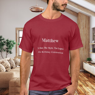Camiseta Homem aniversariante mito lenda nome diversão verm