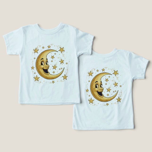 Camiseta Homem Antigo e Caprichoso na Lua | Celesti Dourado (Design Frente e Verso)