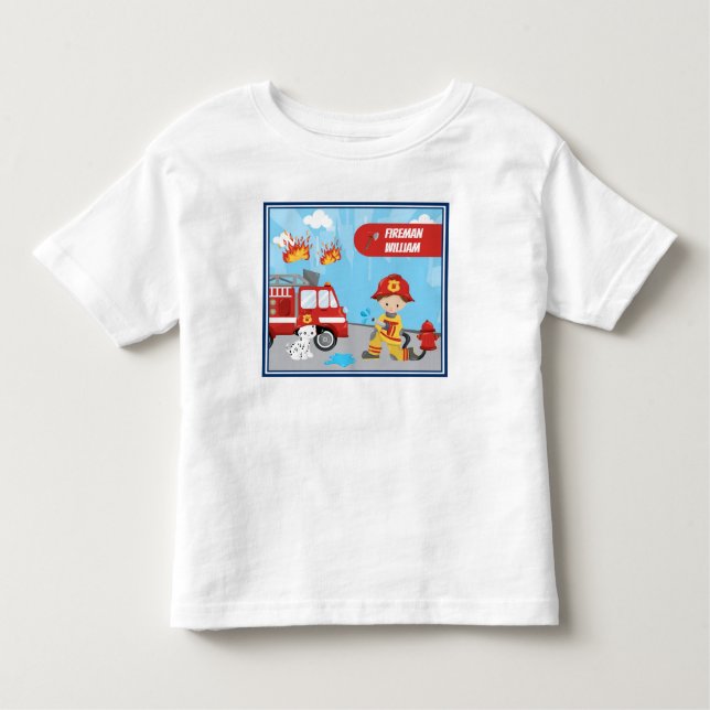 Camiseta Homem-Arte de Cartoon do Little Boy com Nome (Frente)