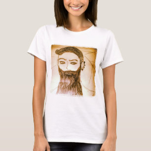 Camiseta homem barbudo yaie mangá anime em mundo distorcido
