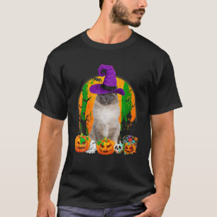 Camiseta Homem-Birmanês Engraçado Bruxa de Halloween