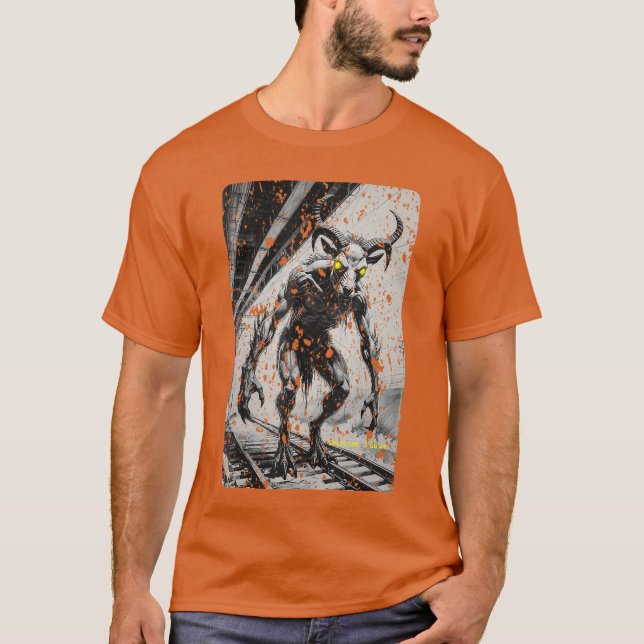 Camiseta Homem-Bode Criptídeo Câmera de Segurança Falha Ter (Frente)
