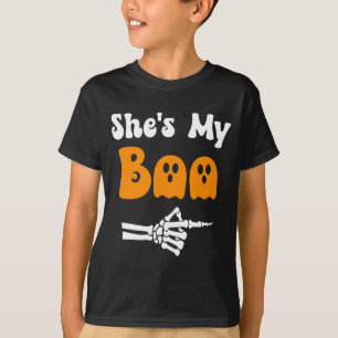 Camiseta Homem boo engraçado casais de halloween combinando