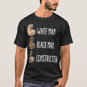 Camiseta Homem branco construtor negro biceps gym dinosau