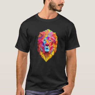 Camiseta Homem Colorido Da Selva Da Cabeça De Polígono