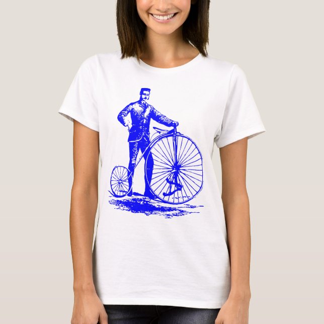 Camiseta Homem com Penny Farthing - Azul (Frente)