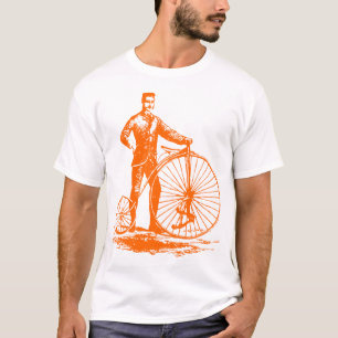 Camiseta Homem com Penny Farthing - Laranja