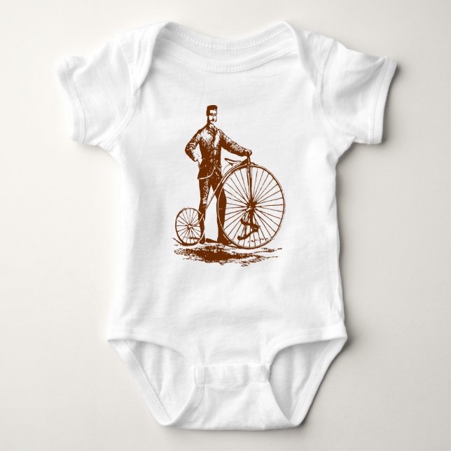 Camiseta Homem com Penny Farthing - Marrom Noz (Frente)