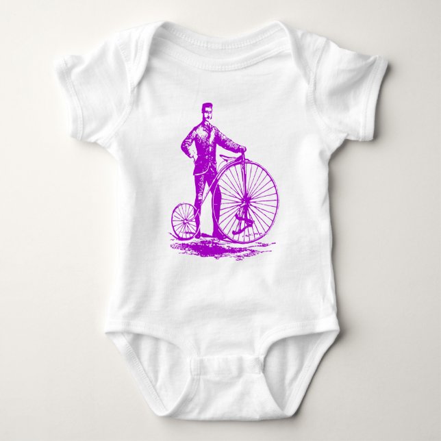 Camiseta Homem com Penny Farthing - Roxo (Frente)
