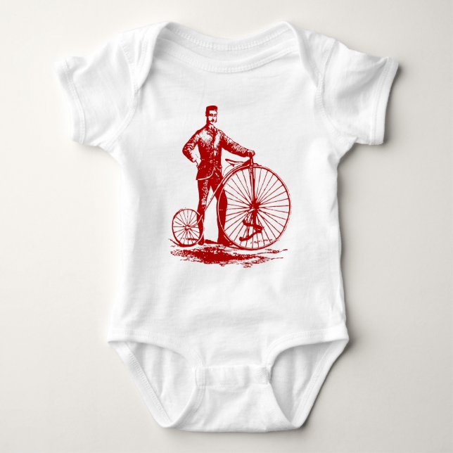 Camiseta Homem com Penny Farthing - Ruby Red (Frente)