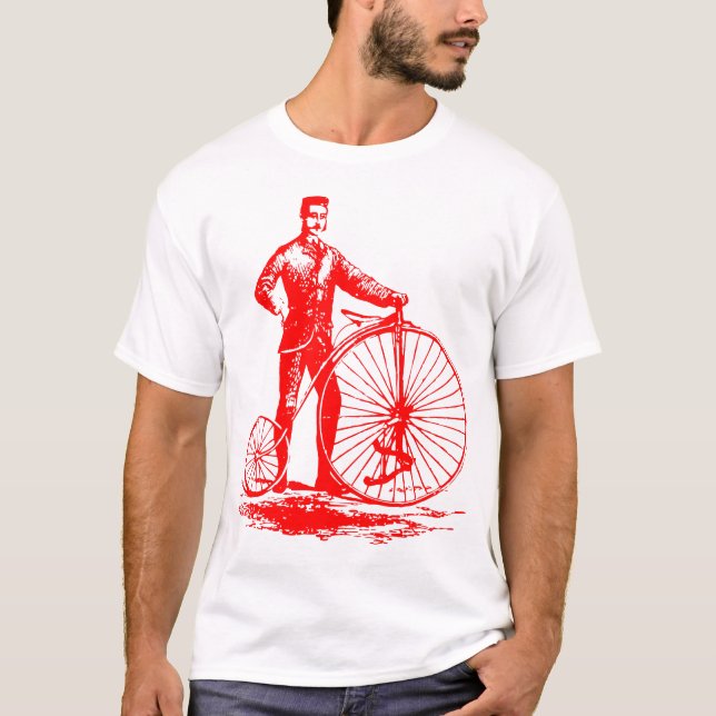 Camiseta Homem com Penny Farthing - Vermelho (Frente)
