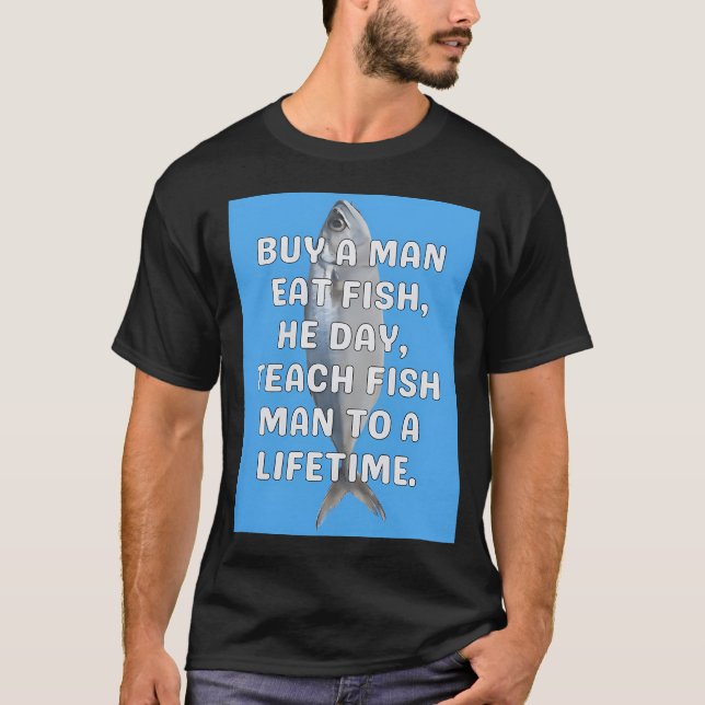 Camiseta Homem Come Peixe Engraçado (Frente)