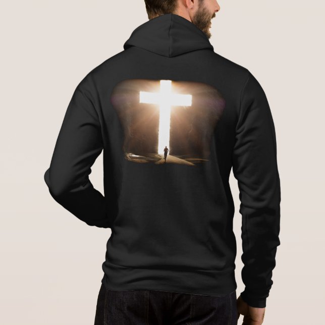 Camiseta Homem Correndo pela Cruz Cristã Brilhante de Jesus (Verso)