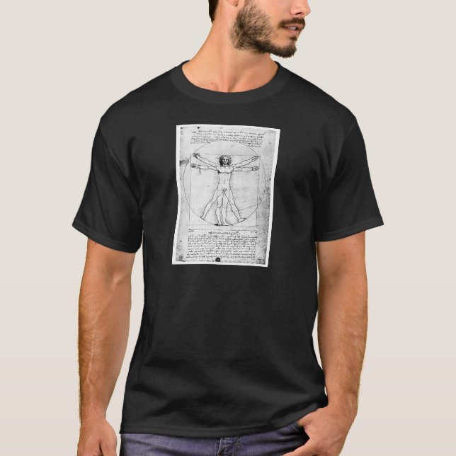 Camiseta Homem da proporção de Leondardo da Vinci (Frente)