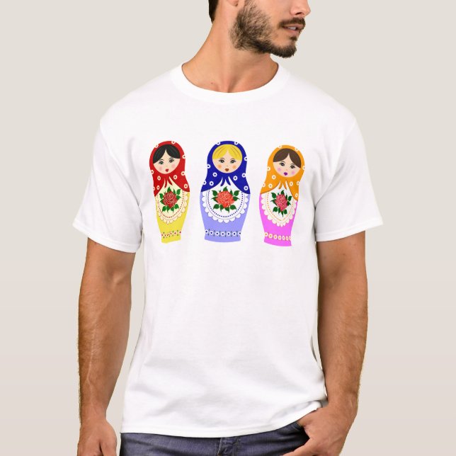 Camiseta Homem das bonecas de Matryoschka (Frente)