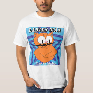 Camiseta "HOMEM DAS DAMAS" Señor Gato™ Bigode Gato Divertid