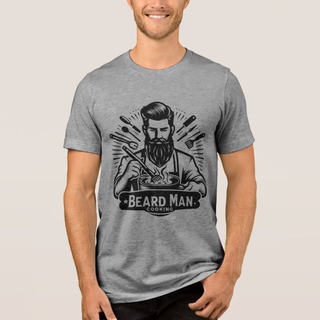 Camiseta Homem de Barba Cozinhando (Frente)