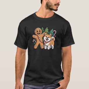 CAMISETA HOMEM DE BISCOITO DE GENGIBRE E CÃO AKITA 